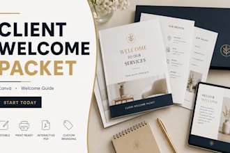 design client onboarding welcome packet welcome guide client handbook canva