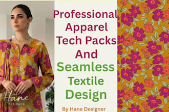 create apparel tech pack and seamless pattern design
