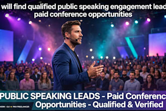 generate qualified public speaking leads ,booked gigs for speakers and coaches