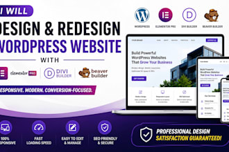 design and redesign wp website with elementor pro divi builder beaver builder