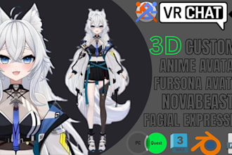 create custom 3d vrc avatar for vrchat, vtuber or bonelab
