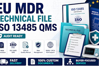 prepare eu mdr technical file and iso 13485 qms documentation for medical device