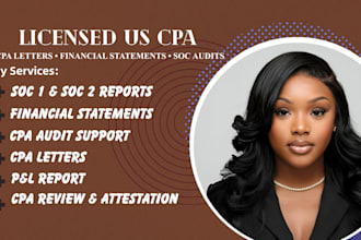 prepare US CPA letter, soc 1 and soc 2 audit report, CPA audit report