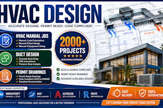 provide hvac manual jds calculations, duct design and permit drawings