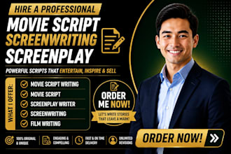 write movie script, screenplay, film script, comedy script and manga script