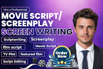 write movie script, screenplay, film script, comedy script and manga script
