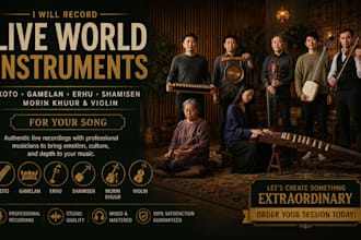 record live koto, gamelan, erhu, shamisen, morin khuur, violin for your song