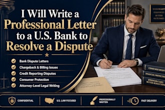 write a professional letter to a US bank to resolve a dispute