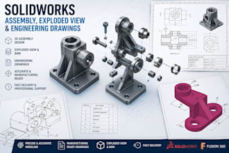 create solidworks assembly, exploded view and engineering drawing