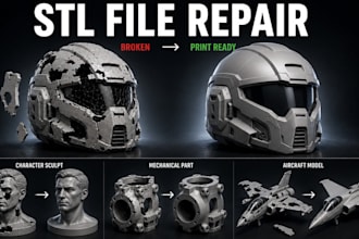 fix, repair or modify cosplay stl files, split large models for 3d printing