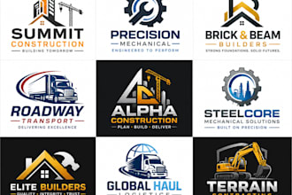 design construction, mechanical, builders and transport company logo
