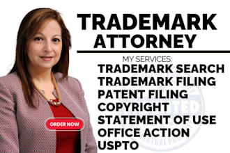 be your US licensed attorney for trademark registration, statement of use