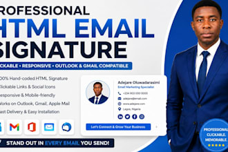 create html email signature or clickable html email signature, outlook signature