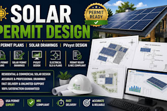 design solar permit plans, solar permit drawings and pvsyst solar pv designs