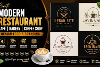 create modern restaurant branding name cafe bakery coffee shop design logo
