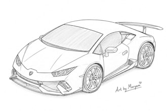 draw realistic hand drawn lamborghini car pencil sketch