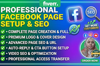 do professional facebook page creation, setup, design, logo