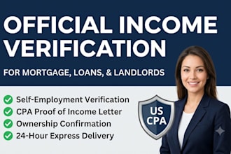 write official proof of income and self employment verification letter us cpa
