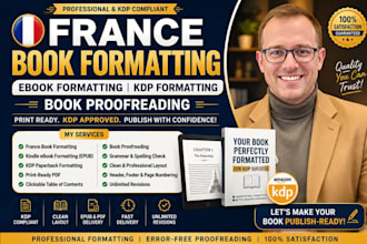 do france book formatting, ebook formatting, kdp formatting, book proofreading