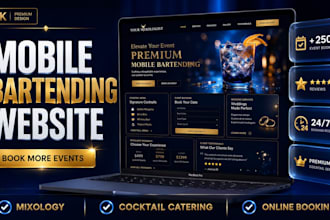 design a mobile bartending, mixology and cocktail catering website with booking