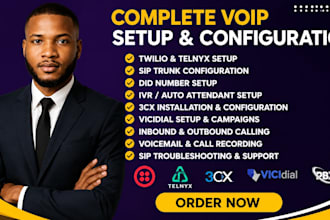 setup twilio telnyx sip trunk did number IVR 3cx vicidial inbound outbound calls