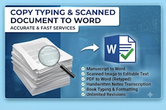do fast copy typing and scanned document to word conversion
