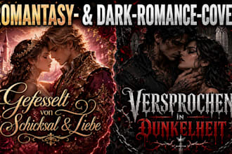 gestalte ein romantasy oder dark romance cover, das auf booktok verkauft