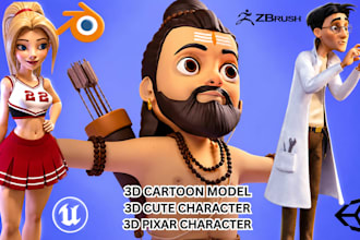 convert 2d to 3d cartoon model 3d cute stylized cartoon mascot model in blender