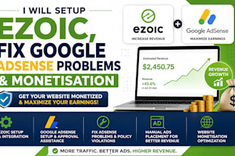 setup ezoic, fix google adsense problems and monetisation