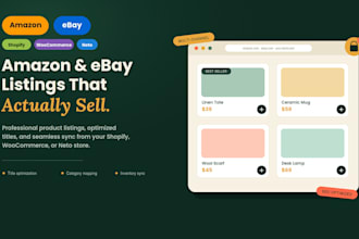ebay, amazon and website product listings