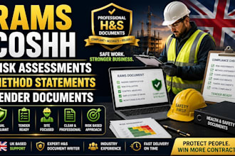 prepare rams coshh risk assessments, method statements and tender documents