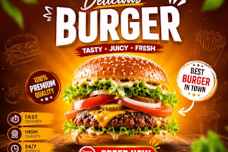 design premium fast food posters for instagram and ads