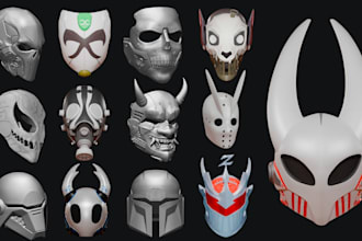 design 3d cosplay mask wearable 3d helmet oni anime mask armor 3d cosplay prop
