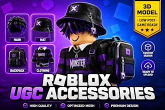 create roblox ugc accessories, hair, hats and 3d wearable models