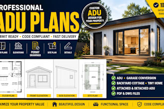 design permit ready adu plans, garage conversion and backyard cottage plans