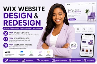 build design, develop or redesign your business, ecommerce wix website wix