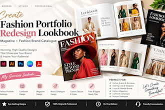 create fashion portfolio redesign lookbook, magazine fashion brand catalogue