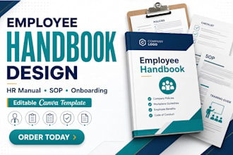 create employee handbook HR manual onboarding playbook sop canva template