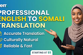accurately translate english to somali and proofread
