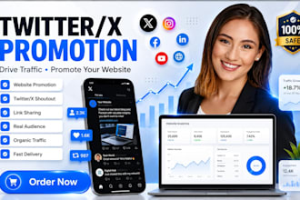 do twitter shoutout, website promotion and share link for targeted audience