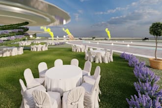 redesign outdoor venue,event tent, biophilic layout,guest lodge, urban landscape