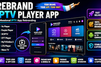rebrand iptv player, build iptv app development, smart tvs, vod app with panel