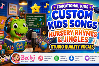 compose custom educational kids music nursery rhymes and cartoon jingles