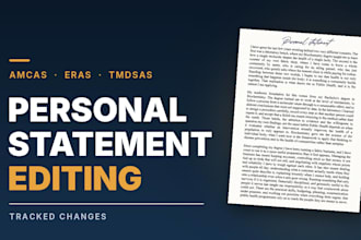 edit your medical school or residency personal statement for eras, amcas