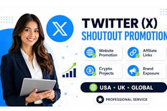 do twitter x shoutout, website link promotion and social media promotion