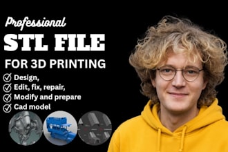create, fix, repair, modify, custom stl file for 3d printing and cad model