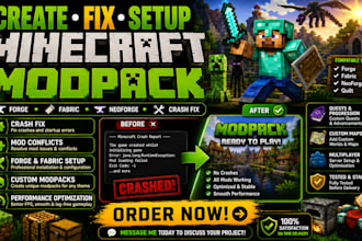 create, fix, setup minecraft modpack, forge, fabric and crash fix