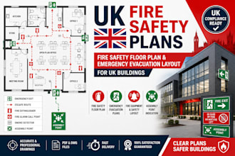 design fire safety floor plan and emergency evacuation layout for UK buildings