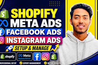 setup shopify meta ads, manage facebook ads, instagram ads