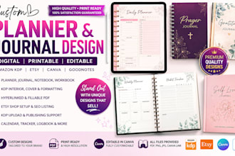 design custom planner journal digital planner amazon KDP printable book design